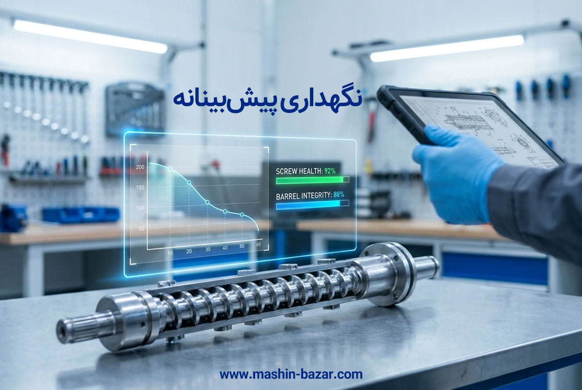 پیچ و سیلندر دستگاه تزریق با نشانگرهای سلامت برای نگهداری پیشبینانه